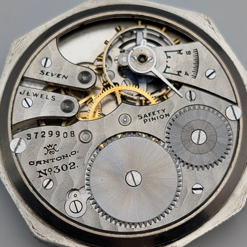 1918年左右 古董 Hampden 懷錶 金鍍八角形錶殼 運作良好